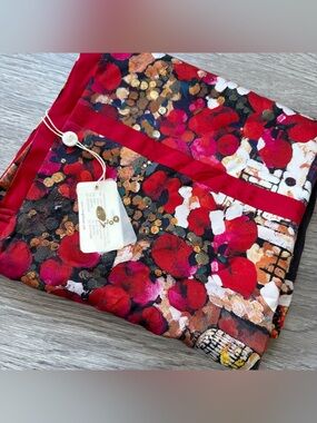 NWT WOO Shanghai 100% Mulberry Silk Scarf Wrap Abstract Print Frog Knots
